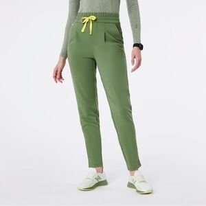 Figs Fern Green Women's Pants with Yellow Accents